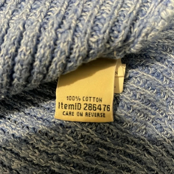 Ll bean chunky stripe blue 100 % cotton Blue Women's Sweater size medium - Picture 3 of 7